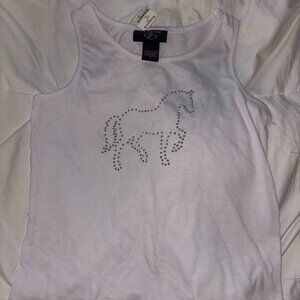 It’s Our Time White Tank Top Rhinestone Horse Graphic Size Small